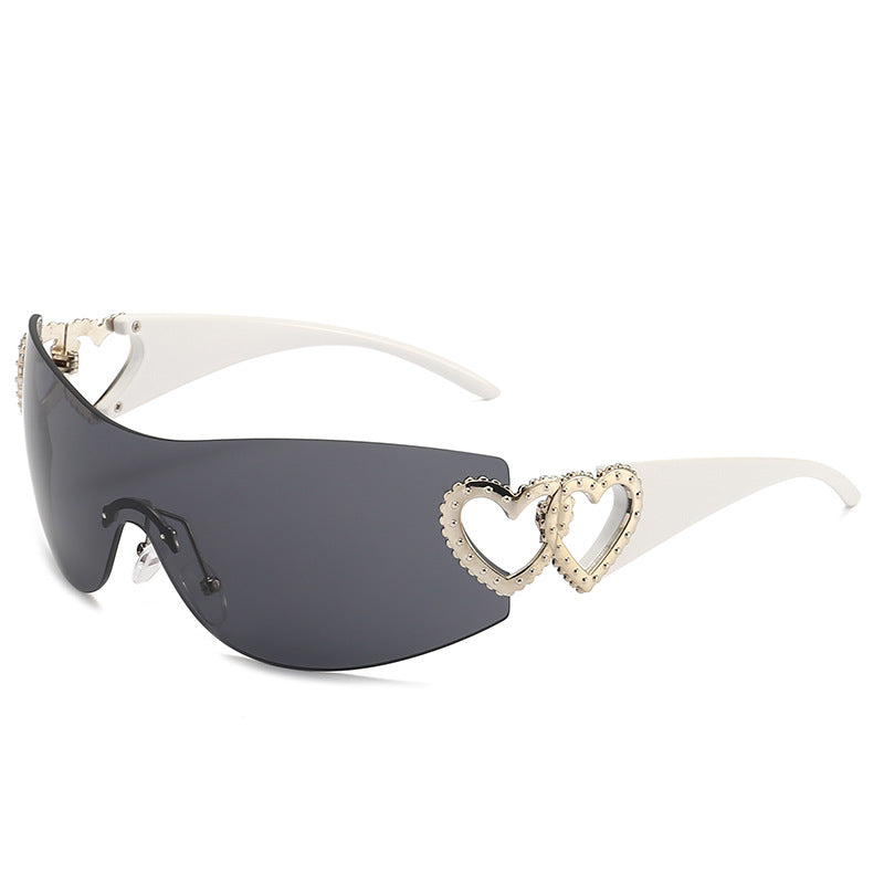 Wholesale Hollow Heart Frameless PC Sunglasses